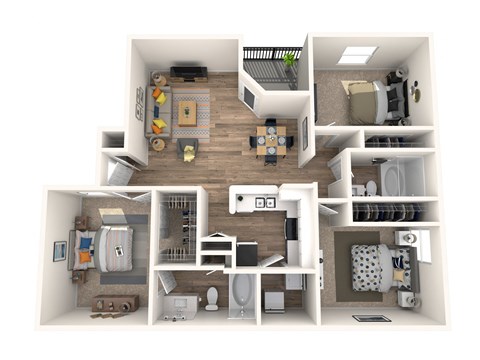 Floor plan for 3 beds, 2 baths, 1200 sqft